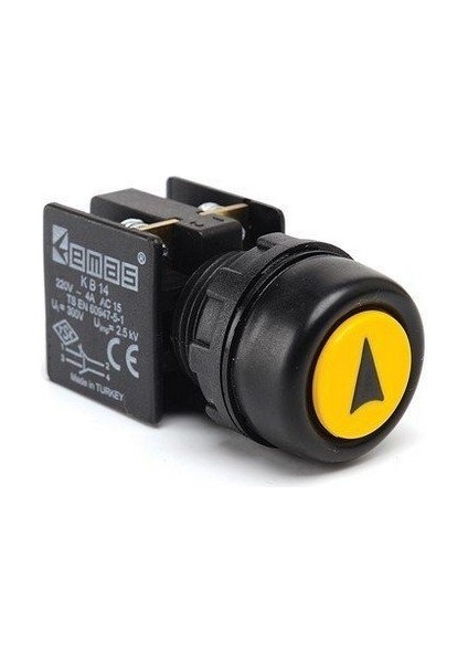 KB14RSO Kumanda Düğmesi Etanj Çift Devre Oklu Sarı