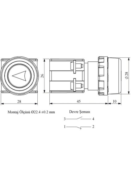 KB14RSO Kumanda Düğmesi Etanj Çift Devre Oklu Sarı fiyatları