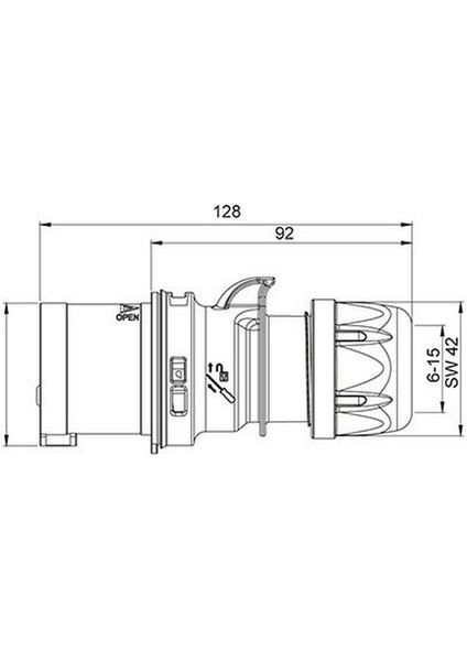 406103V 4 x 16A. IP44 Düz Fiş- Vidalı Bağ.