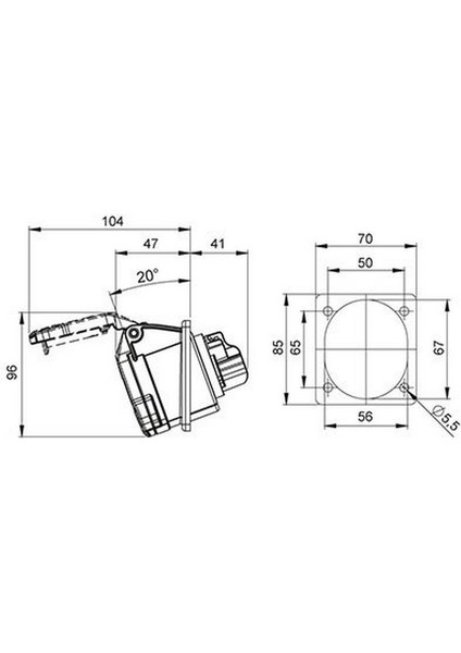 406505 4 x 16A. IP44 Makıne Prizi Eğik fiyatları