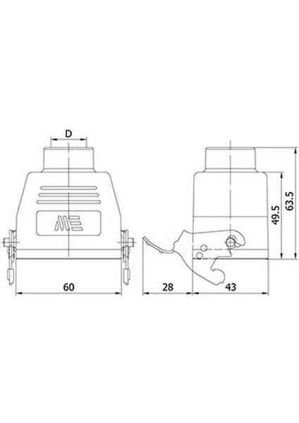 403112S 6 x 16A. Çoklu Uzt Prizi Üst Giriş Metal Mandal Cont