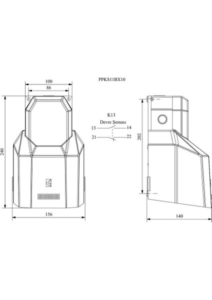 PPKS11BX10 Pedal(1na+1nk) Aks Pl Koruma Kapaklı