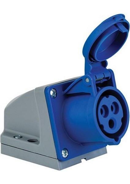 406602 3 x 16A. IP44 Duvar Prizi Eğik Gövdeli