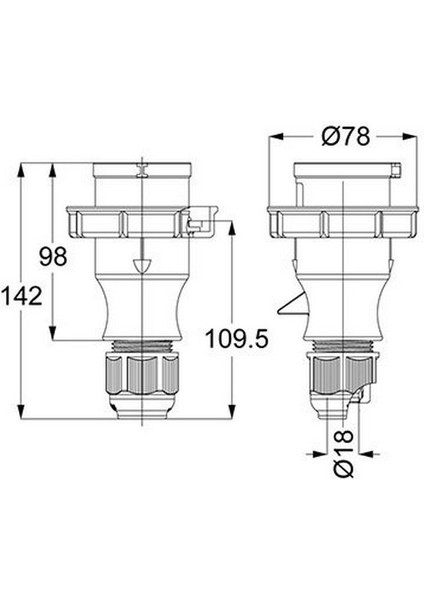 T210524V 4 x 16A. IP67 Düz Fiş Vidalı Bağ.