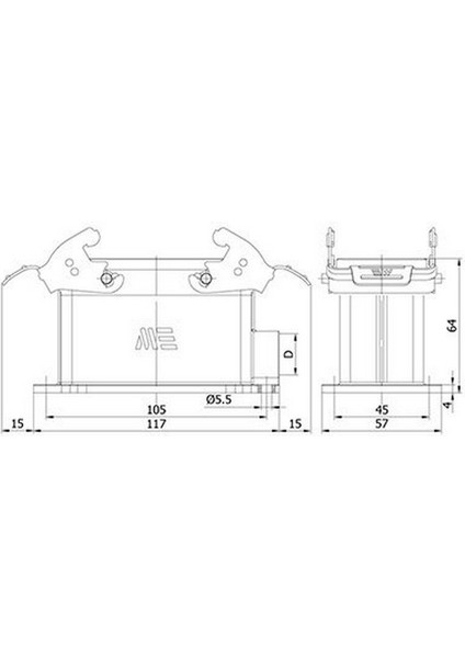 403037S 16 x 16A. Çoklu Duvar Fişi Metal Mandallı