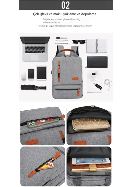 Üç Parçalı Dış Mekan Iş USB Sırt Çantası (Yurt Dışından) modelleri