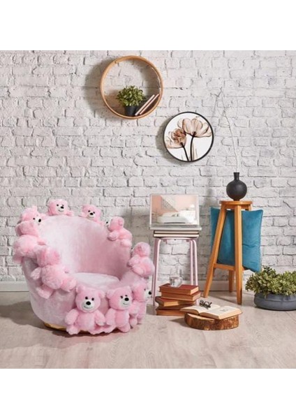 Teddy Bears Kids Pofuduk Berjer Kanepe Koltuk Pembe