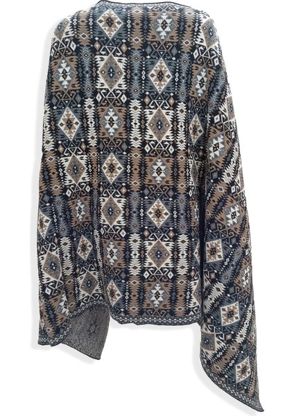 Kadın Siyah Etnik Desenli Kilim Şal modelleri