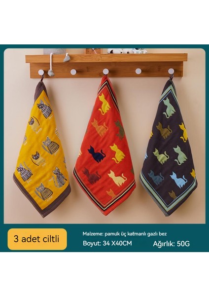 Havlu 3 Pamuklu Gazlı Bez Kare Havlu Sarı Kırmızı Mavi Havlu (Yurt Dışından) fiyatları