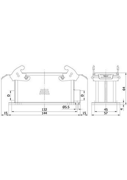 403048S 24 x 16A. Duvar Priz Çift Girişli Metal Mandallı