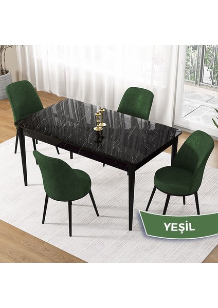 Pir Serisi, 80X130 Sabit Siyah Mermer Desen Mutfak Masa Takımı ve 4 Sandalye fiyatları