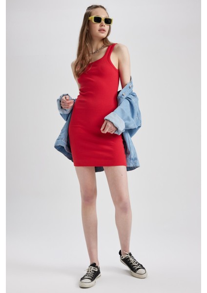 Coool Bodycon Basic Fitilli Kaşkorse Mini Askılı Elbise A0732AX23SM