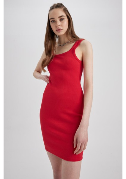 Coool Bodycon Basic Fitilli Kaşkorse Mini Askılı Elbise A0732AX23SM