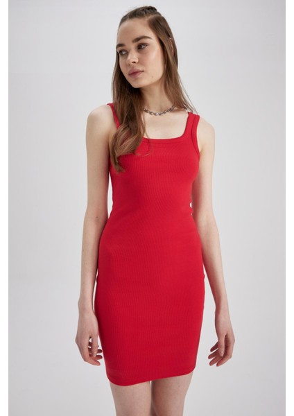 Coool Bodycon Basic Fitilli Kaşkorse Mini Askılı Elbise A0732AX23SM