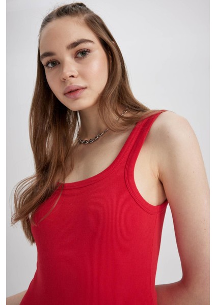 Coool Bodycon Basic Fitilli Kaşkorse Mini Askılı Elbise A0732AX23SM