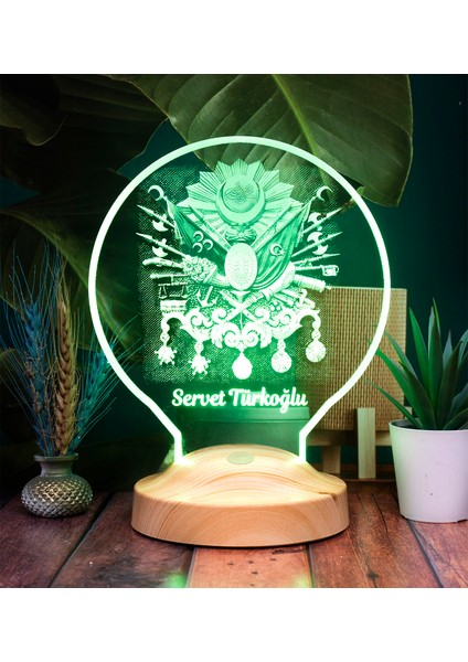 Baba Hediyesi Kişiye Özel Osmanlı Tuğrası Led Lamba, Tuğra Masa Lambası
