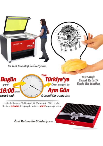 Baba Hediyesi Kişiye Özel Osmanlı Tuğrası Led Lamba, Tuğra Masa Lambası