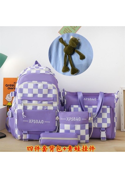 Dört Parça Okul Çantası Kız Öğrenci Sırt Çantası Üçüncü ve Altıncı Sınıf Ortaokul Sırt Çantası (Yurt Dışından)