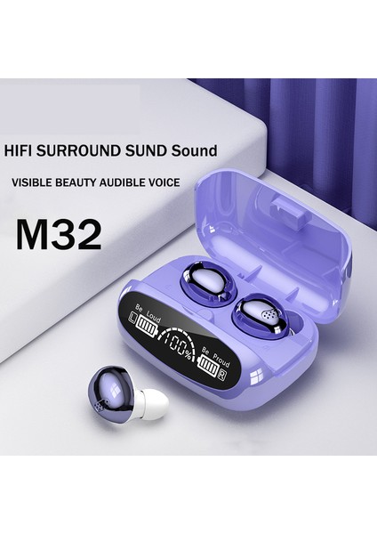 M32 Kablosuz Stereo Kulaklık Çift Kulak Büyük Dijital Ekran Dokunmatik Gürültü Azaltma Hıfı Su Geçirmez Tws Bluetooth 5.1 Kulaklıklar (Yurt Dışından)