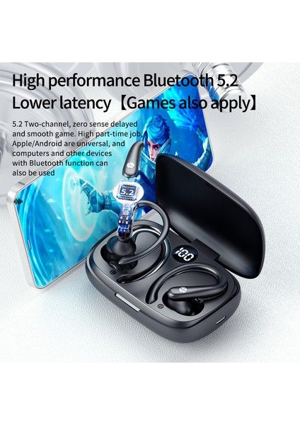 T30S Kablosuz Bluetooth Kulaklık Kulak Askılı Spor Koşu Kulak Tıkacı Güç Ekranlı Su Geçirmez Kulaklık Giyen Rahat (Yurt Dışından) fırsatları