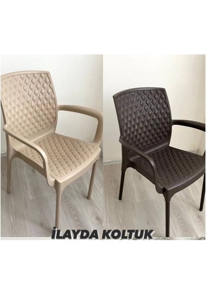 Seta İlayda Koltuk Sandalye 3 adet kahverengi ve krem