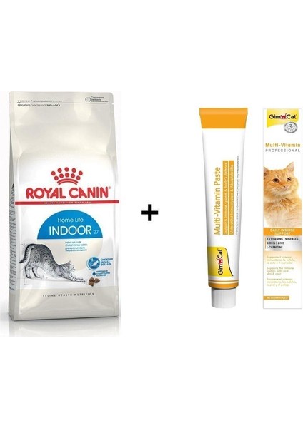 Indoor 27 Kuru Kedi Maması 2 kg + Gimcat Multivitamin 100 gr