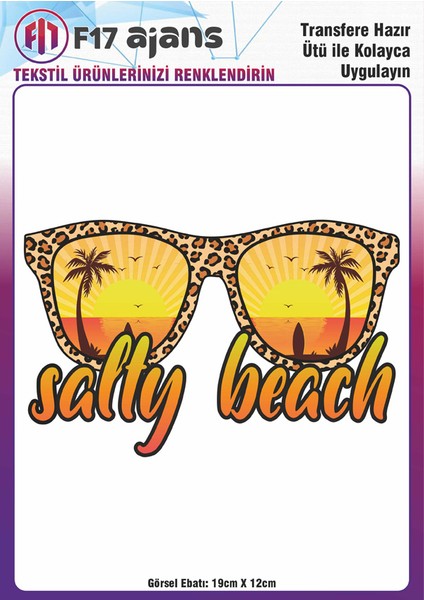 Ütü ile Yapışan Tekstil Baskı Görseli Salty Beach Gözlük
