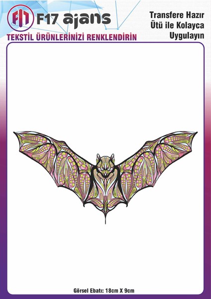 Ütü ile Yapışan Tekstil Baskı Görseli Yarasa