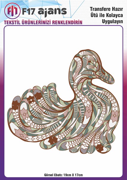 Ütü ile Yapışan Tekstil Baskı Görseli Etnik Kuğu