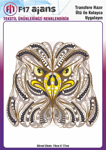 Ütü ile Yapışan Tekstil Baskı Görseli Etnik Kartal