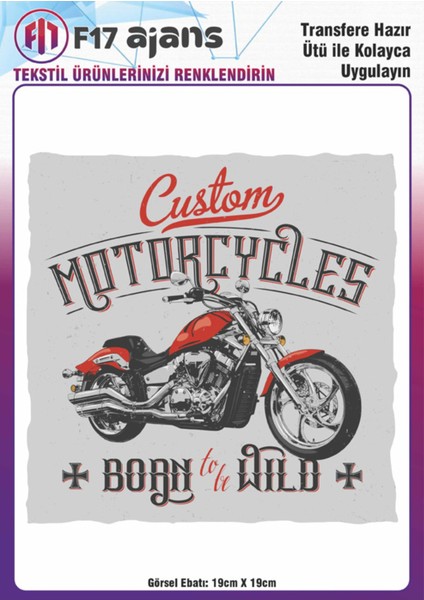 Ütü ile Yapışan Tekstil Baskı Görseli Custom Motorcycles