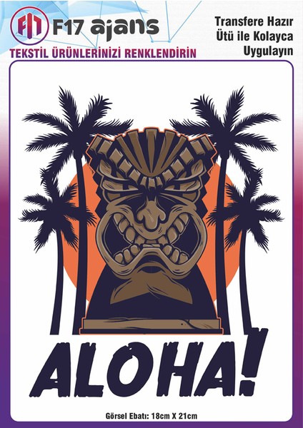 Ütü ile Yapışan Tekstil Baskı Görseli Aloha