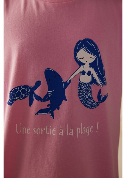 Kız Çocuk La Plage Baskılı 2Li Pijama Takımı
