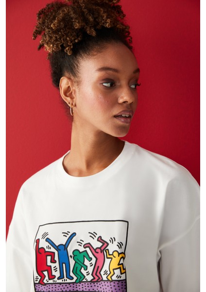 Joyful Tişört Pijama Üstü-Keith Haring Koleksiyonu