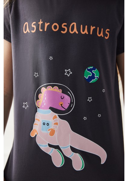 Kız Çocuk Ufo Desenli 2li Pijama Takımı