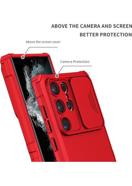 Samsung Galaxy S23 Ultra Pc + Yumuşak Tpu Kamera Sürgülü Telefon Koruyucu Kılıf - Kırmızı (Yurt Dışından) fiyatları