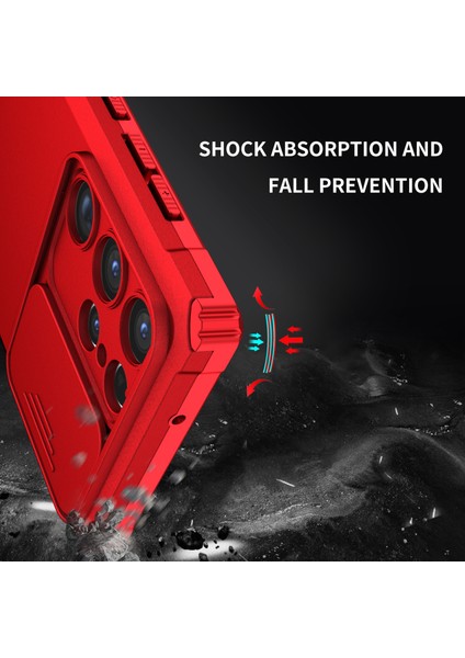 Samsung Galaxy S23 Ultra Pc + Yumuşak Tpu Kamera Sürgülü Telefon Koruyucu Kılıf - Kırmızı (Yurt Dışından) modelleri