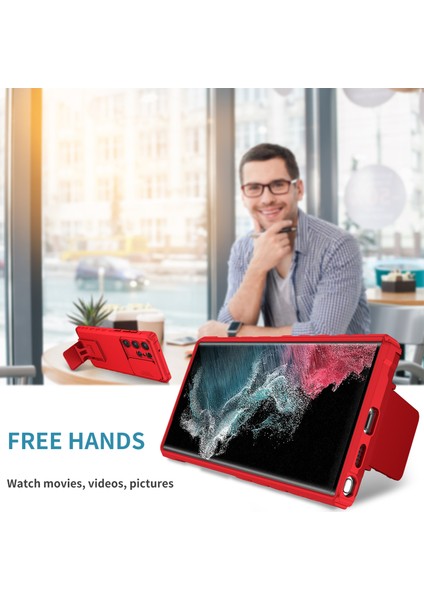 Samsung Galaxy S23 Ultra Pc + Yumuşak Tpu Kamera Sürgülü Telefon Koruyucu Kılıf - Kırmızı (Yurt Dışından) fırsatları