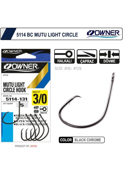 5114 Mutu Light Black Chrome Iğne 3-0