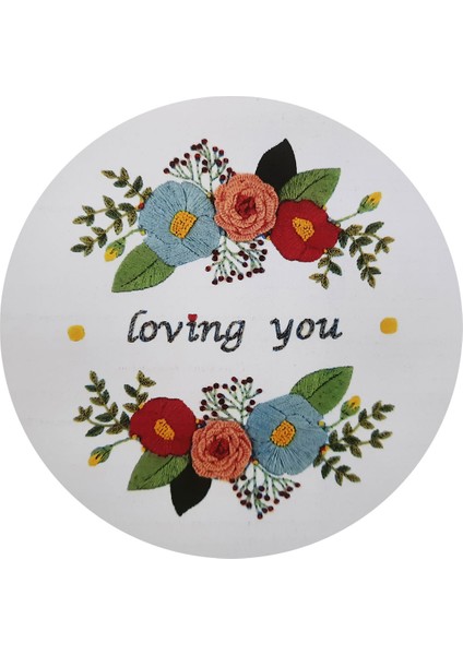 Kasnaklı Goblen Nakış Işleme Seti 20 cm Loving You Deseni