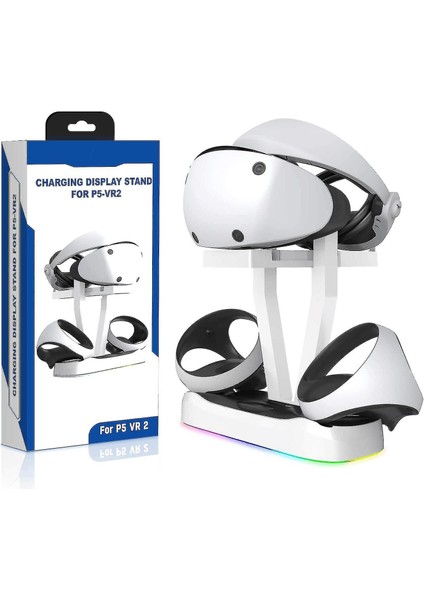 Ps Vr2 Şarj Istasyonu Manyetik Şarj Taban Ps Vr2 Stand Depolama Rafı Rgb Renk Işığı (Yurt Dışından)