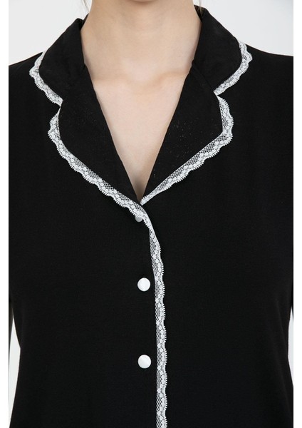Kadın Kısa Kollu Boy Düğmeli Pijama Takımı 24243