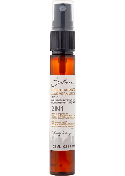 Vegan Normal Saçlar Için Bakım Spreyi ve Saç Parfümü "zen" 25ML Seyahat Boy