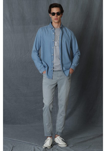 Helt Spor 5 Cep Erkek Pantolon Slim Fit Açık Gri