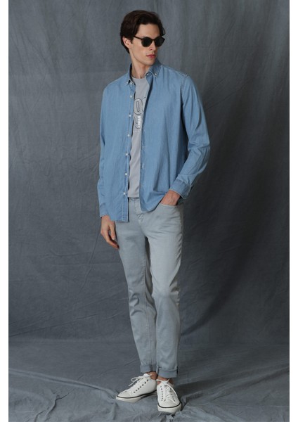 Helt Spor 5 Cep Erkek Pantolon Slim Fit Açık Gri