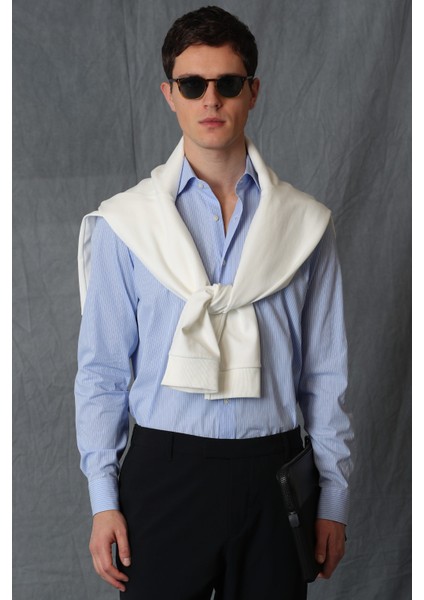 Salen Erkek Smart Gömlek Slim Fit Mavi