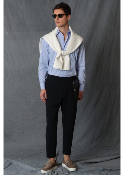 Salen Erkek Smart Gömlek Slim Fit Mavi