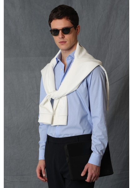 Salen Erkek Smart Gömlek Slim Fit Mavi
