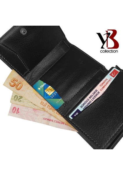 Yb Collection Otomatik Mekanizmalı Kutulu Rfid Korumalı Para ve Kartlık Bölmeli Deri Cüzdan - AL3639