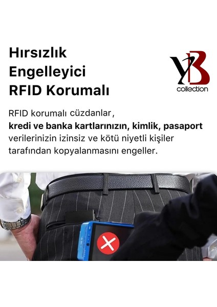 Yb Collection Otomatik Mekanizmalı Kutulu Rfid Korumalı Para ve Kartlık Bölmeli Deri Cüzdan - AL3639